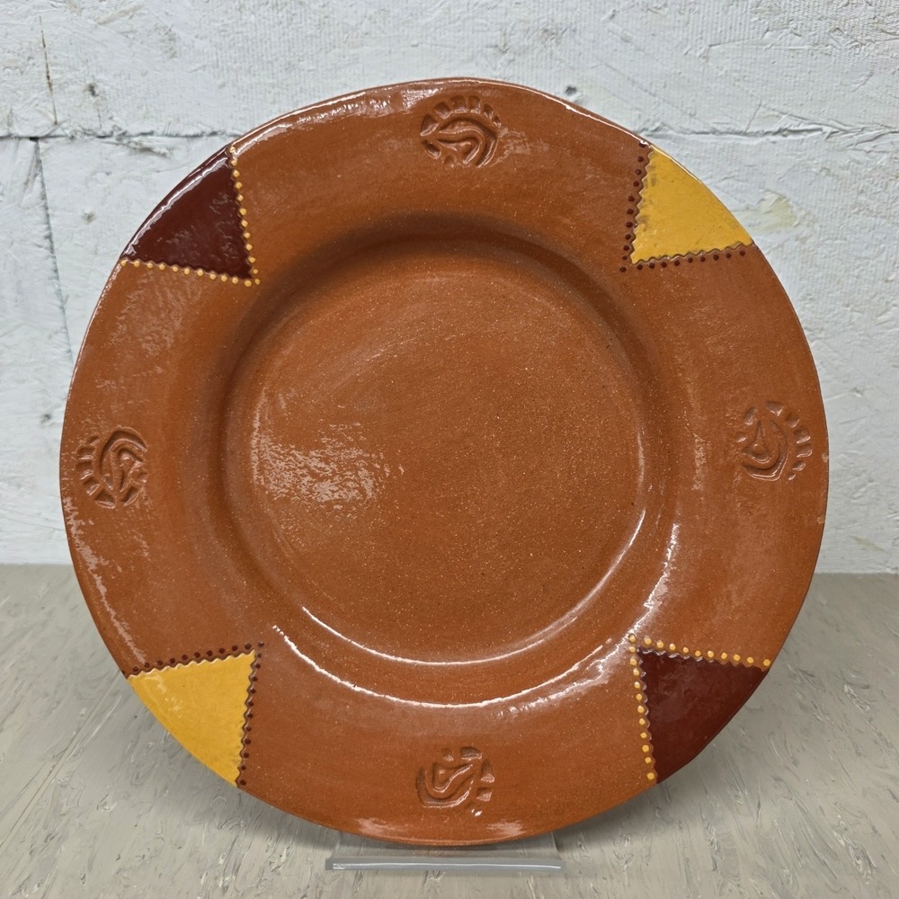 Vtg 1997 K. Adamek Signed Studio Art Pottery Terracotta Charger Plate 11.75"
